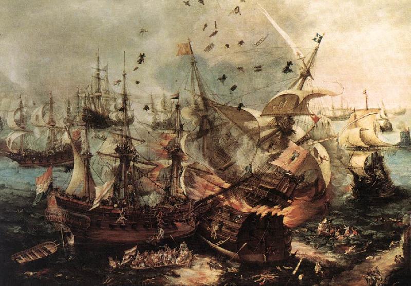 VROOM, Hendrick Cornelisz. Battle of Gibraltar qe Sweden oil painting art